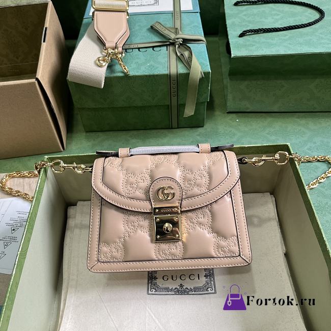 Fortok Gucci GG Matelasse Quilted Shoulder Bag Light Pink 724499 18x13x6.5cm - 1