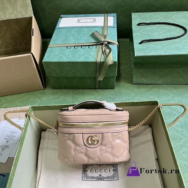 Fortok Gucci GG Matelasse Top Handle Mini Bag Light Pink 723770 16x10.5x5cm - 1