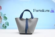 Fortok Hermes Picotin Lock Touch Bag Grey/Blue 18cm  - 1