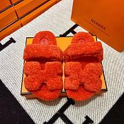 Fortok Hermes Chypre Fur Sandals Orange - 1
