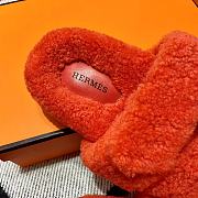 Fortok Hermes Chypre Fur Sandals Orange - 2