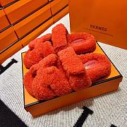 Fortok Hermes Chypre Fur Sandals Orange - 3