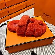 Fortok Hermes Chypre Fur Sandals Orange - 4