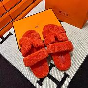 Fortok Hermes Chypre Fur Sandals Orange - 5