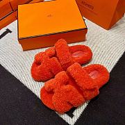 Fortok Hermes Chypre Fur Sandals Orange - 6