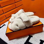 Fortok Hermes Chypre Fur Sandals White - 4