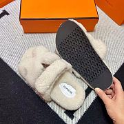 Fortok Hermes Chypre Fur Sandals White - 5