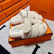 Fortok Hermes Chypre Fur Sandals White - 6