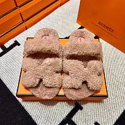 Fortok Hermes Chypre Fur Sandals Beige - 1
