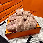 Fortok Hermes Chypre Fur Sandals Beige - 2
