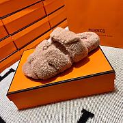 Fortok Hermes Chypre Fur Sandals Beige - 3