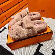 Fortok Hermes Chypre Fur Sandals Beige - 4