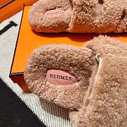 Fortok Hermes Chypre Fur Sandals Beige - 5