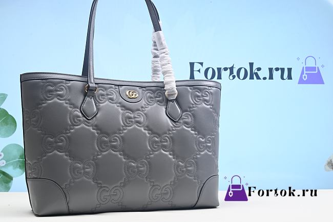 Fortok Gucci GG Quilted Open-Top Tote Bag In Grey 37cm - 1