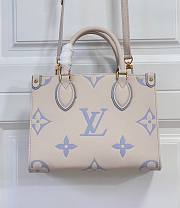 Fortok Louis Vuitton Onthego Monogram Empreinte Leather Bag White&Blue M45653 25x19x11cm - 1