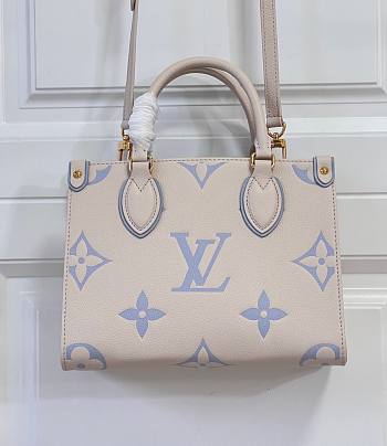 Fortok Louis Vuitton Onthego Monogram Empreinte Leather Bag White&Blue M45653 25x19x11cm