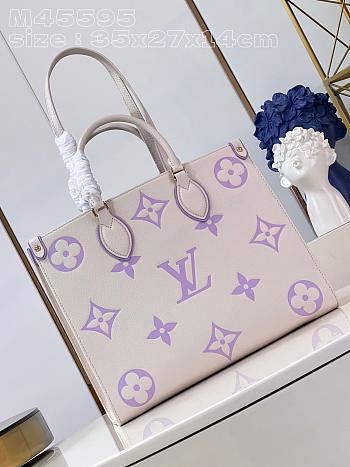 Fortok Louis Vuitton Onthego Monogram Empreinte Leather Bag White&Purple M45595 35x27x14cm 