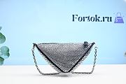 Fortok Prada Crystal-embellished Satin Black Shoulder Bag 26cm - 2
