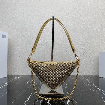 Fortok Prada Crystal-embellished Satin Gold Shoulder Bag 26cm