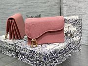 Fortok Dior Saddle Lotus Wallet Pink Grained Calfskin 12x10x5cm - 1