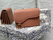 Fortok Dior Saddle Lotus Wallet Brown Grained Calfskin 12x10x5cm - 1