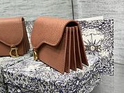Fortok Dior Saddle Lotus Wallet Brown Grained Calfskin 12x10x5cm - 4