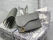 Fortok Dior Saddle Lotus Wallet Grey Grained Calfskin 12x10x5cm - 1