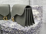 Fortok Dior Saddle Lotus Wallet Grey Grained Calfskin 12x10x5cm - 6
