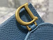 Fortok Dior Saddle Lotus Wallet Blue Grained Calfskin 12x10x5cm - 6