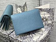 Fortok Dior Saddle Lotus Wallet Blue Grained Calfskin 12x10x5cm - 5