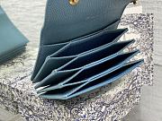 Fortok Dior Saddle Lotus Wallet Blue Grained Calfskin 12x10x5cm - 4