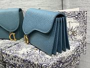 Fortok Dior Saddle Lotus Wallet Blue Grained Calfskin 12x10x5cm - 2