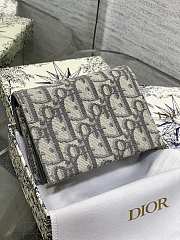 Fortok Dior Saddle Oblique Jacquard Compact Wallet Grey 12x10x5cm - 2
