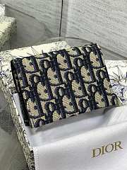 Fortok Dior Saddle Oblique Jacquard Compact Wallet Blue 12x10x5cm - 6