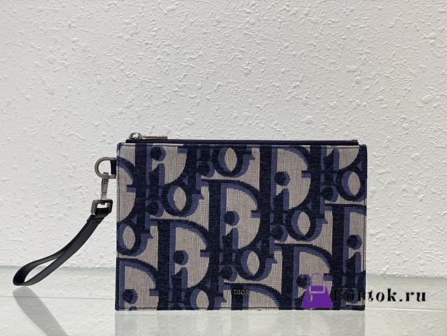 Fortok Dior A5 Pouch Beige and Black Maxi Dior Oblique Jacquard 26.5x17.5cm - 1
