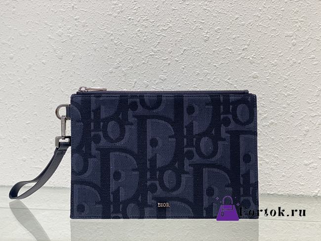 Fortok Dior A5 Pouch Black and Blue Maxi Dior Oblique Jacquard 26.5x17.5cm - 1