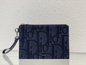 Fortok Dior A5 Pouch Black and Blue Maxi Dior Oblique Jacquard 26.5x17.5cm