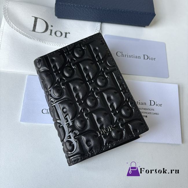 Fortok Dior Black Gravity Leather Wallet 8.2×11.2cm - 1