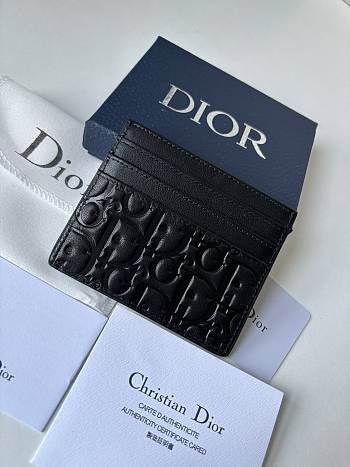 Fortok Dior Black Gravity Leather Card Holder 10x8cm