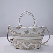 Fortok Dior Hat Basket Bag White and Gold-tone Gradient Butterflies Embroidery 27x20x8cm  - 2