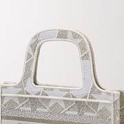 Fortok Dior Étoile Graphic Embroidery Mini Tote Bag Beige&White 22.5x24x8cm - 2