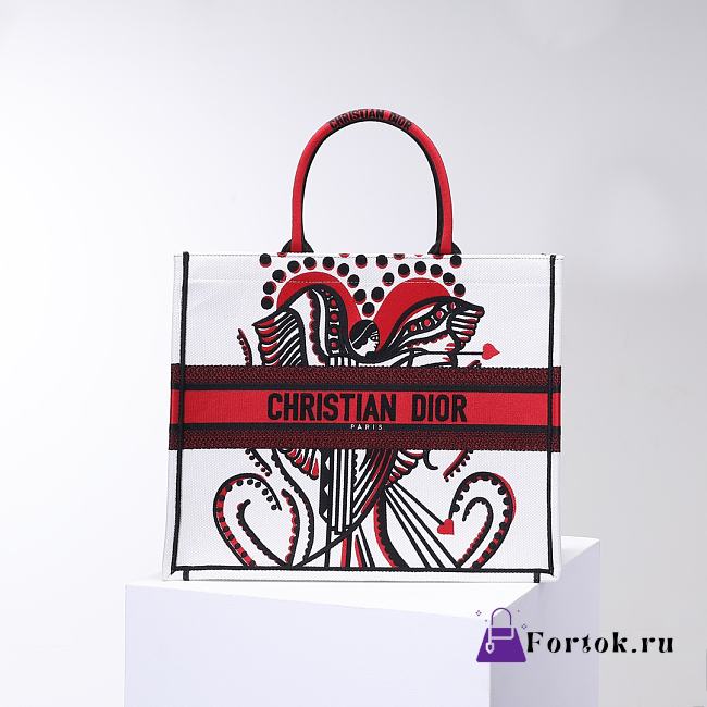 Fortok Dior Cupids Embroidery Tote Bag 36.5x28x14cm - 1