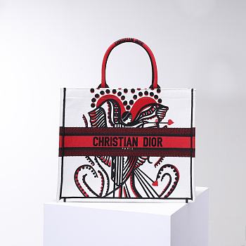 Fortok Dior Cupids Embroidery Tote Bag 36.5x28x14cm