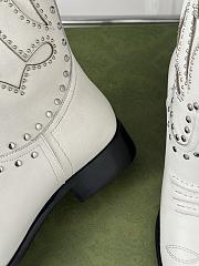 Fortok Gucci Double G Studded Leather Ankle Boots White  - 3