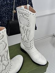 Fortok Gucci Double G Studded Leather Ankle Boots White  - 4