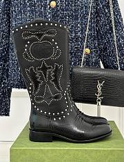 Fortok Gucci Double G Studded Leather Ankle Boots Black - 1