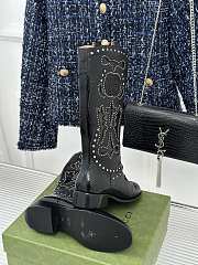 Fortok Gucci Double G Studded Leather Ankle Boots Black - 6