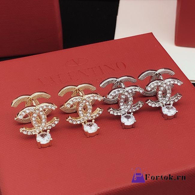 Fortok Chanel Double C Earrings Silver/Gold XED0460 - 1