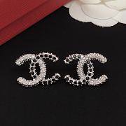 Fortok Chanel Black/white Diamond Double C Stud Earrings Silver/Gold - 5