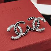 Fortok Chanel Black/white Diamond Double C Stud Earrings Silver/Gold - 4